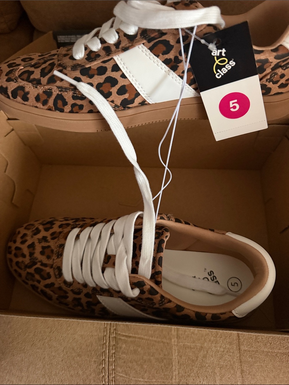 art class Leopard Print Sneakers with White Stripes